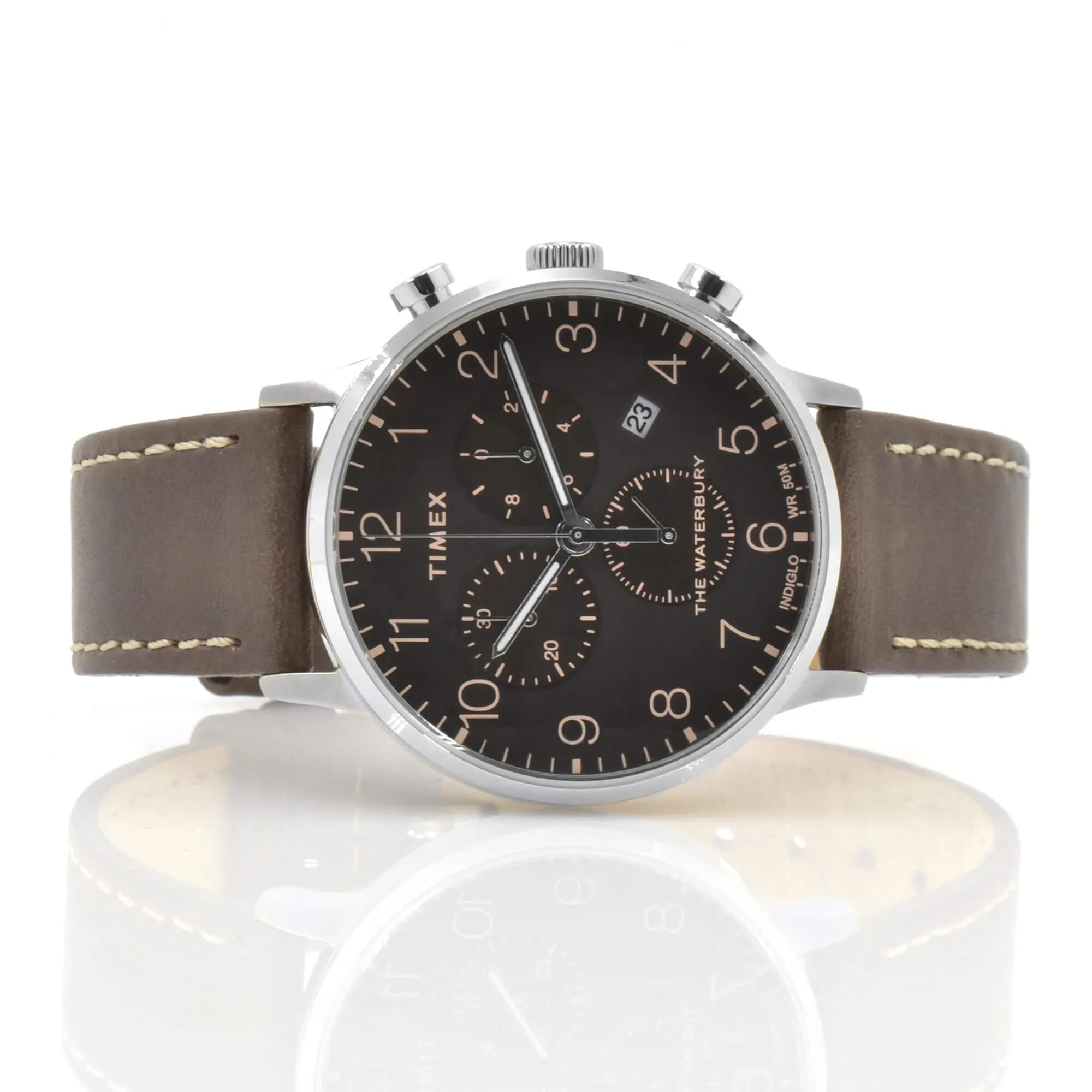 Timex Men's Watch - Waterbury Chronograph Date Display Black Dial Strap | TW2T28200VQ Timex Watches