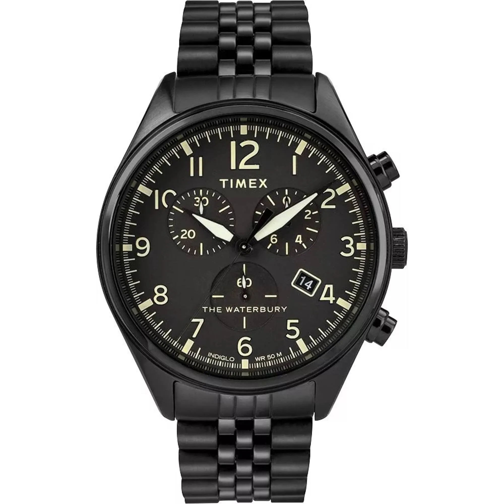 Timex Men's Watch - Waterbury Chronograph Quartz Black Dial Bracelet | TW2R88600 Timex Watches