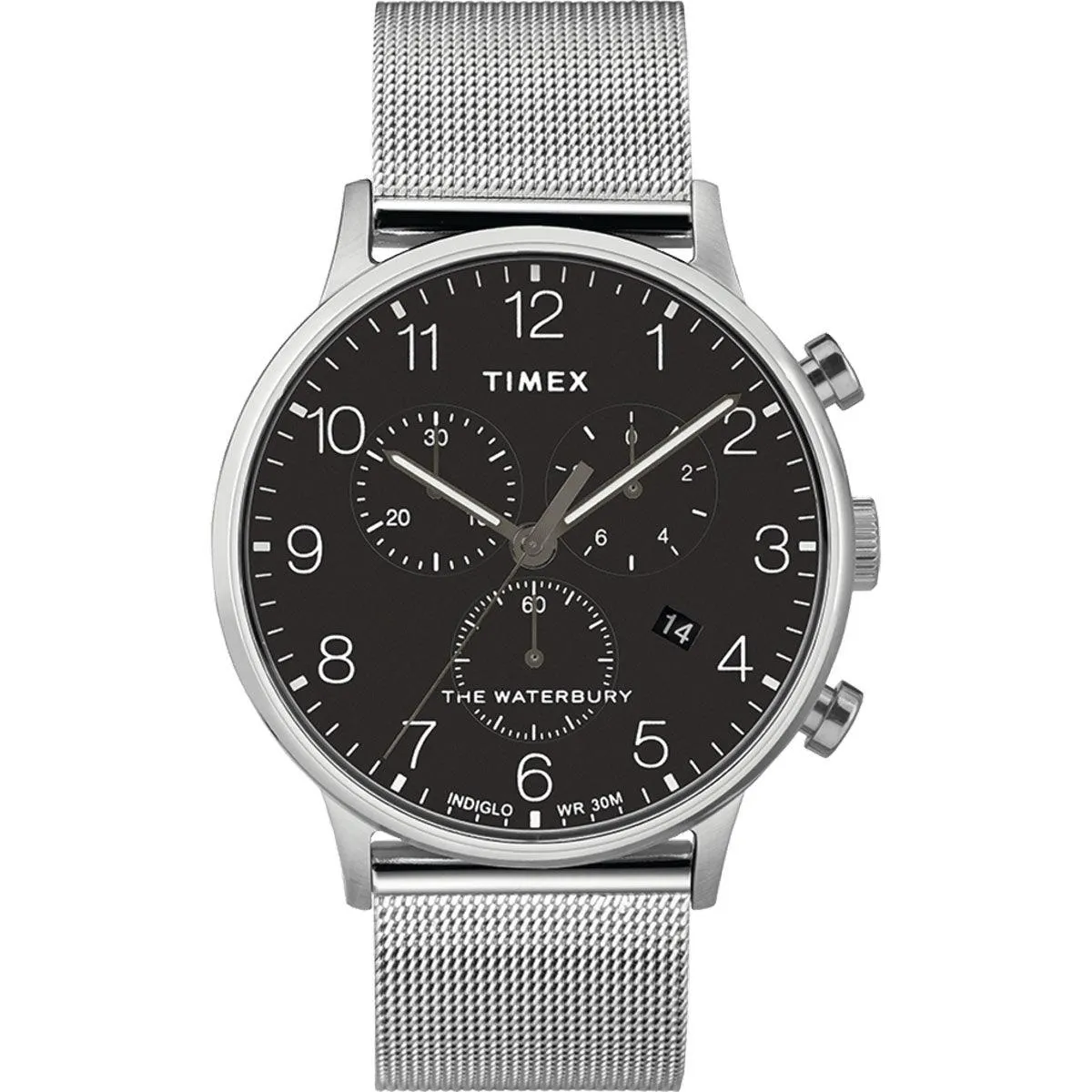 Timex Men's Watch - Waterbury Classic Chrono Black Dial Mesh Bracelet | TW2T36600 Timex Watches