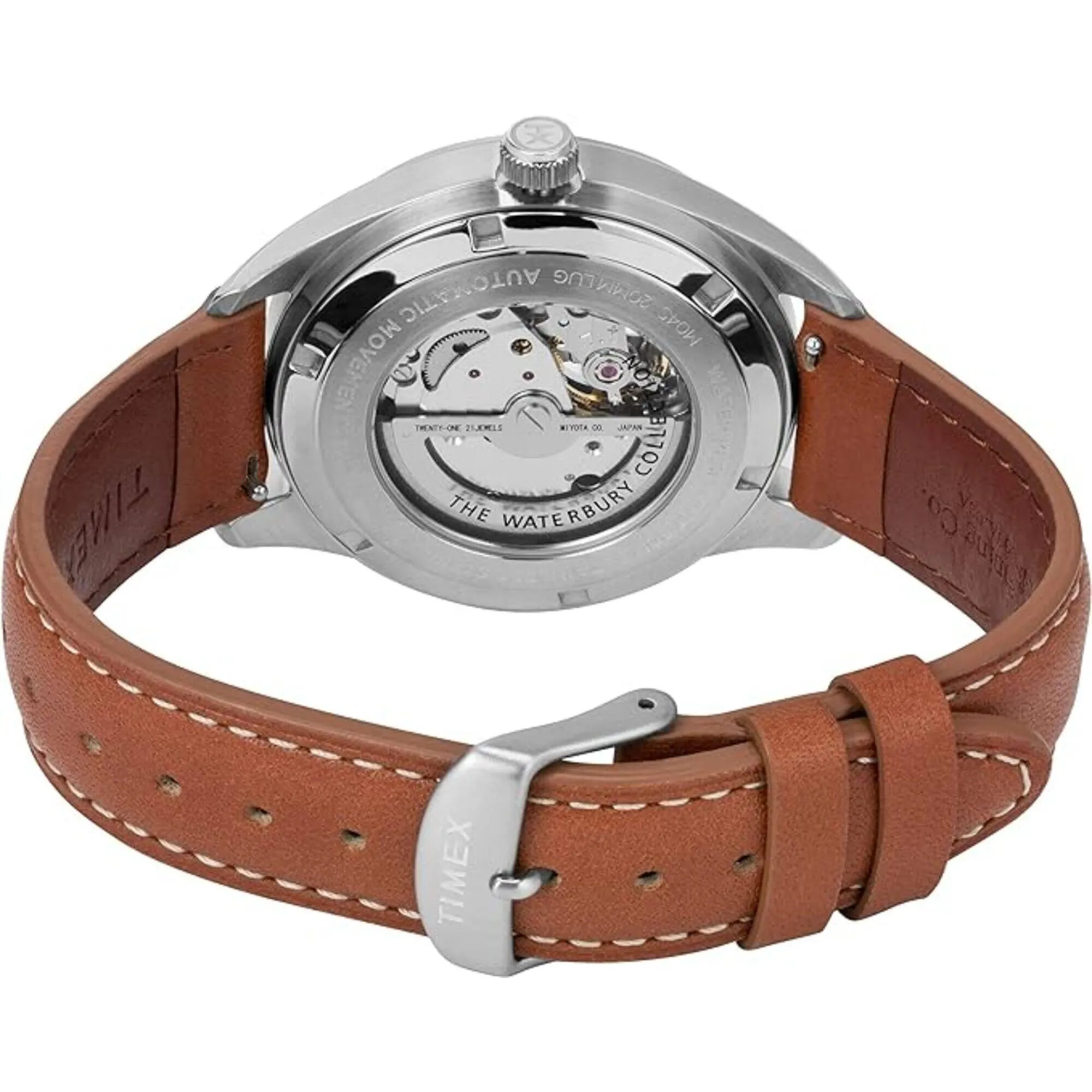 Timex Men's Watch - Waterbury Open Heart Dial Brown Strap Automatic | TW2U37700ZV Timex Watches