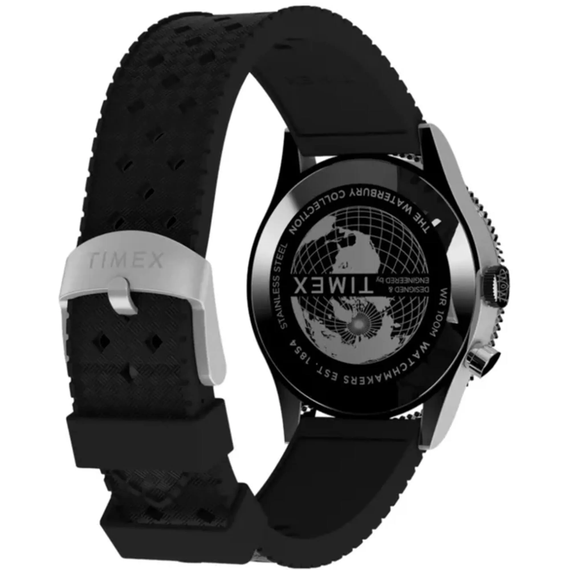Timex Men's Watch - Waterbury Quartz Black Dial Synthetic Rubber Strap | TW2W22600VQ Timex Watches