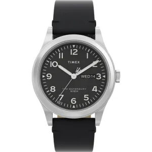 Timex Men's Watch - Waterbury Traditional Day Black Dial Leather Strap | TW2W14700VQ Timex Watches