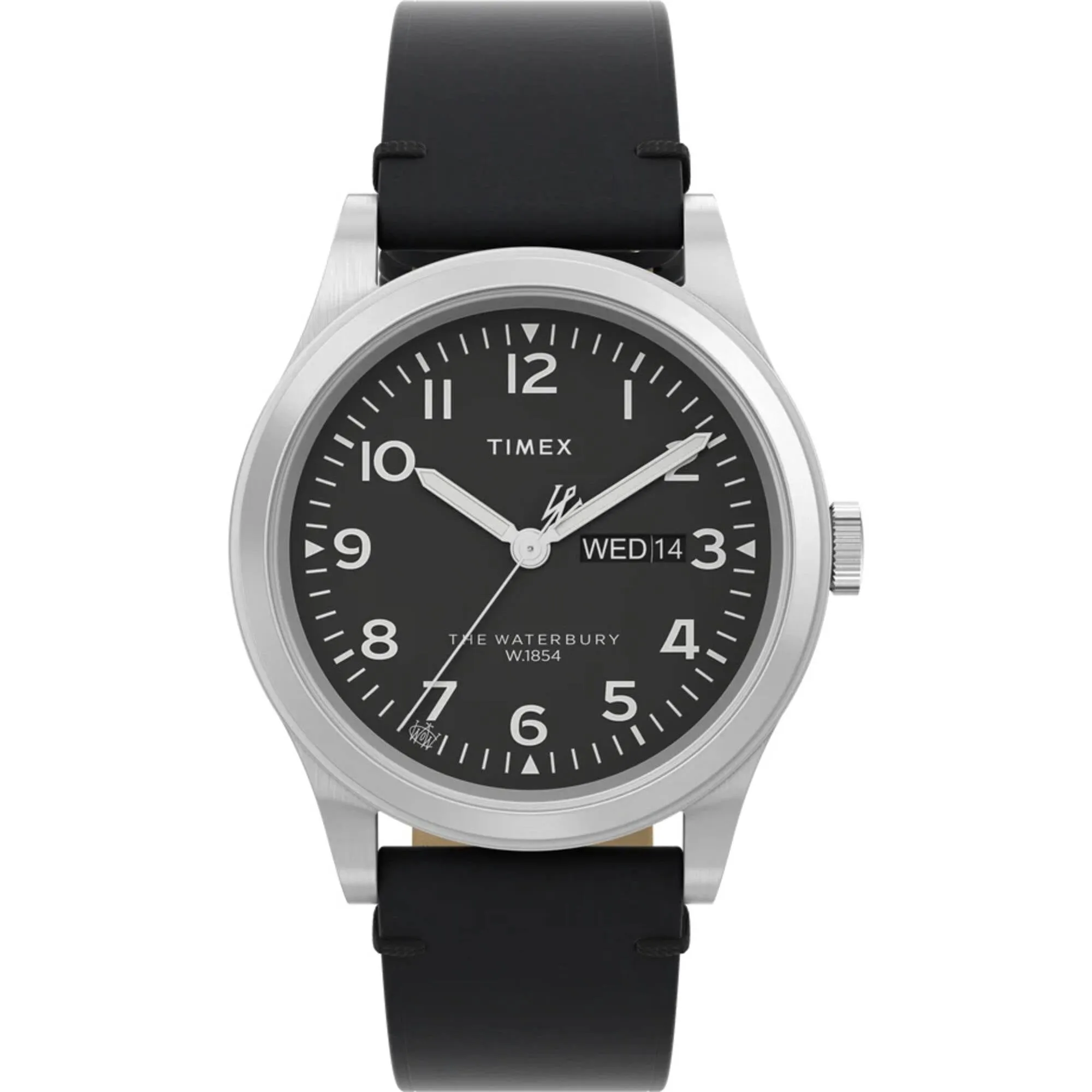 Timex Men's Watch - Waterbury Traditional Day Black Dial Leather Strap | TW2W14700VQ Timex Watches