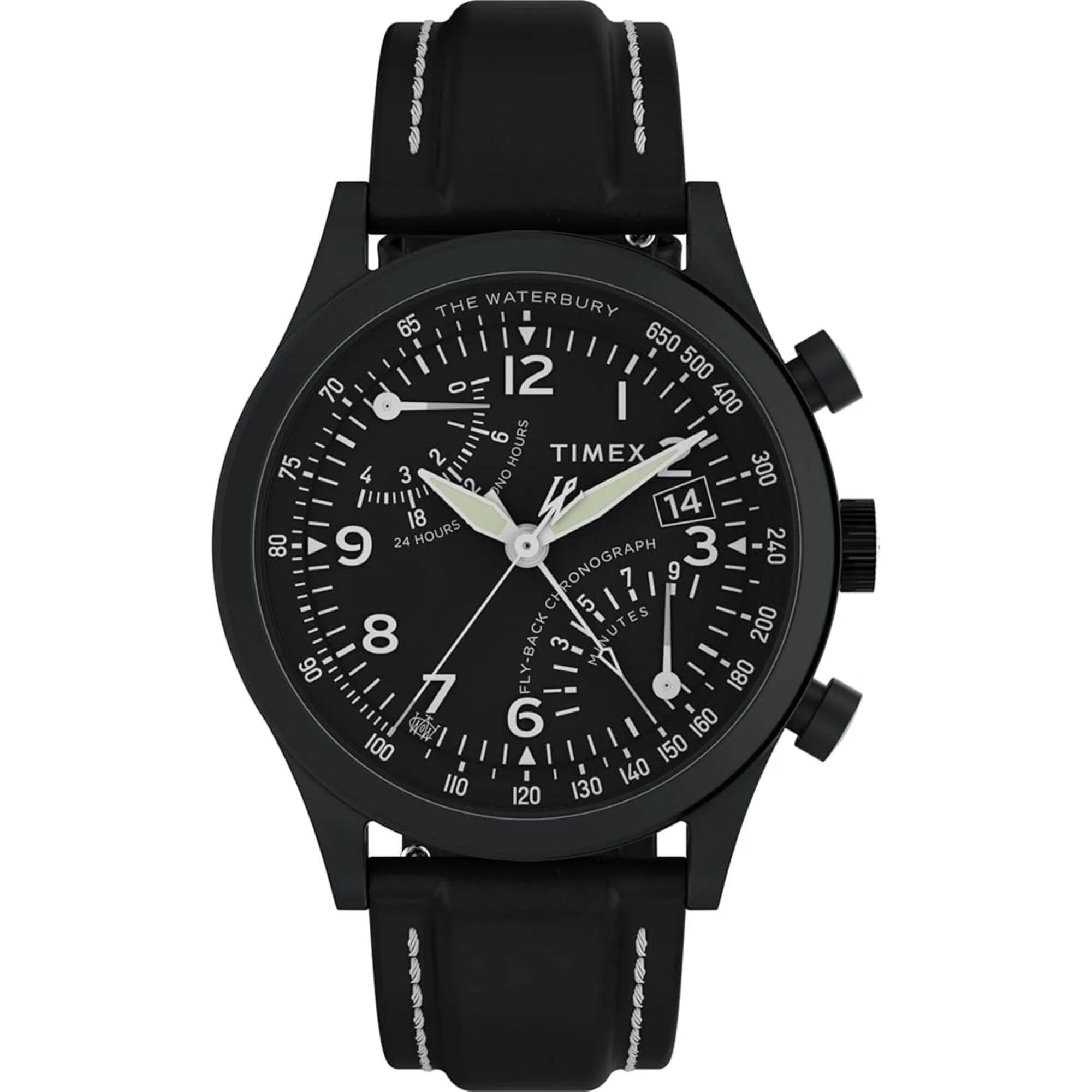 Timex Men's Watch - Waterbury Traditional Fly Back Chrono Black Strap | TW2W48000VQ Timex Watches