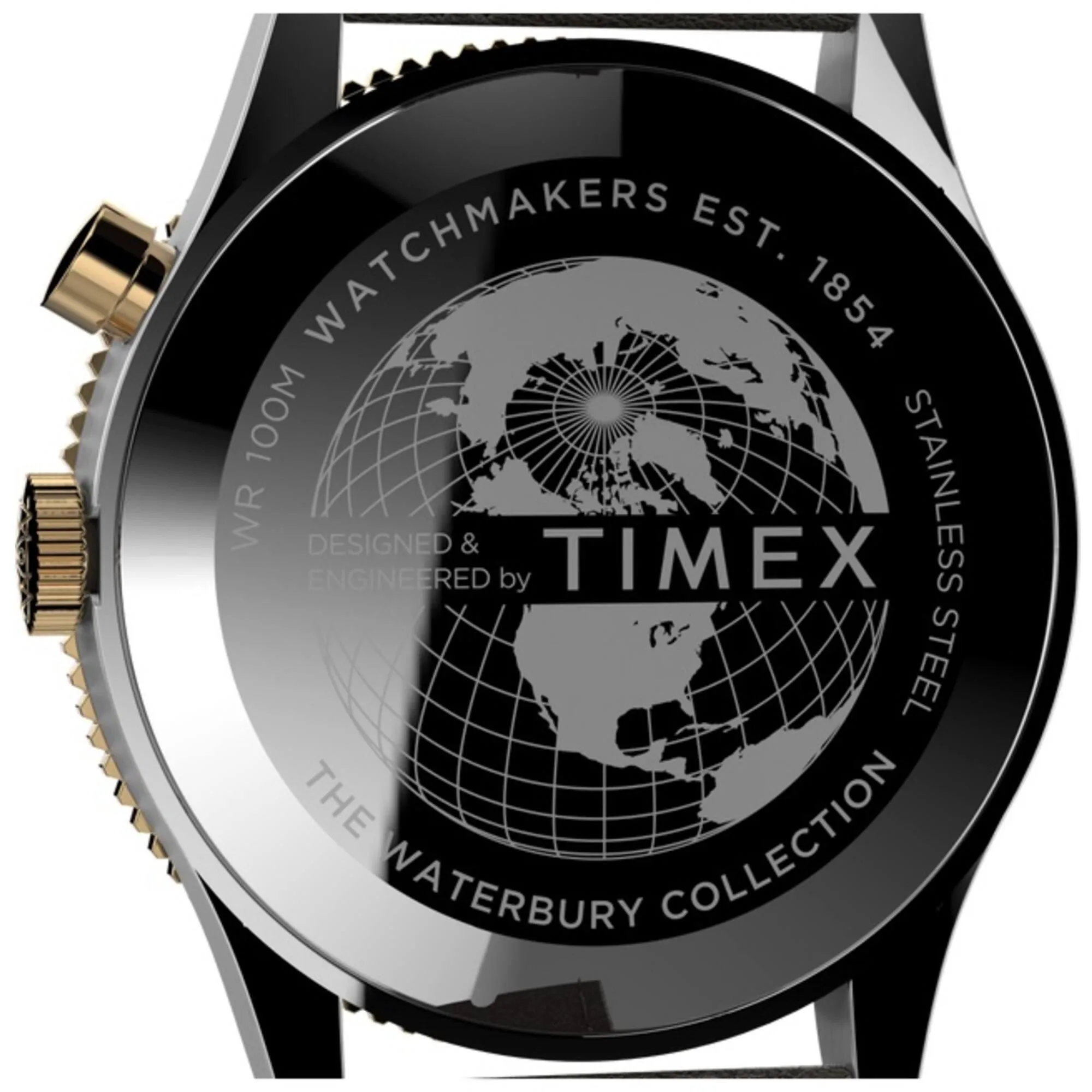 Timex Men's Watch - Waterbury Traditional GMT White Dial Leather Strap | TW2U99100 Timex Watches