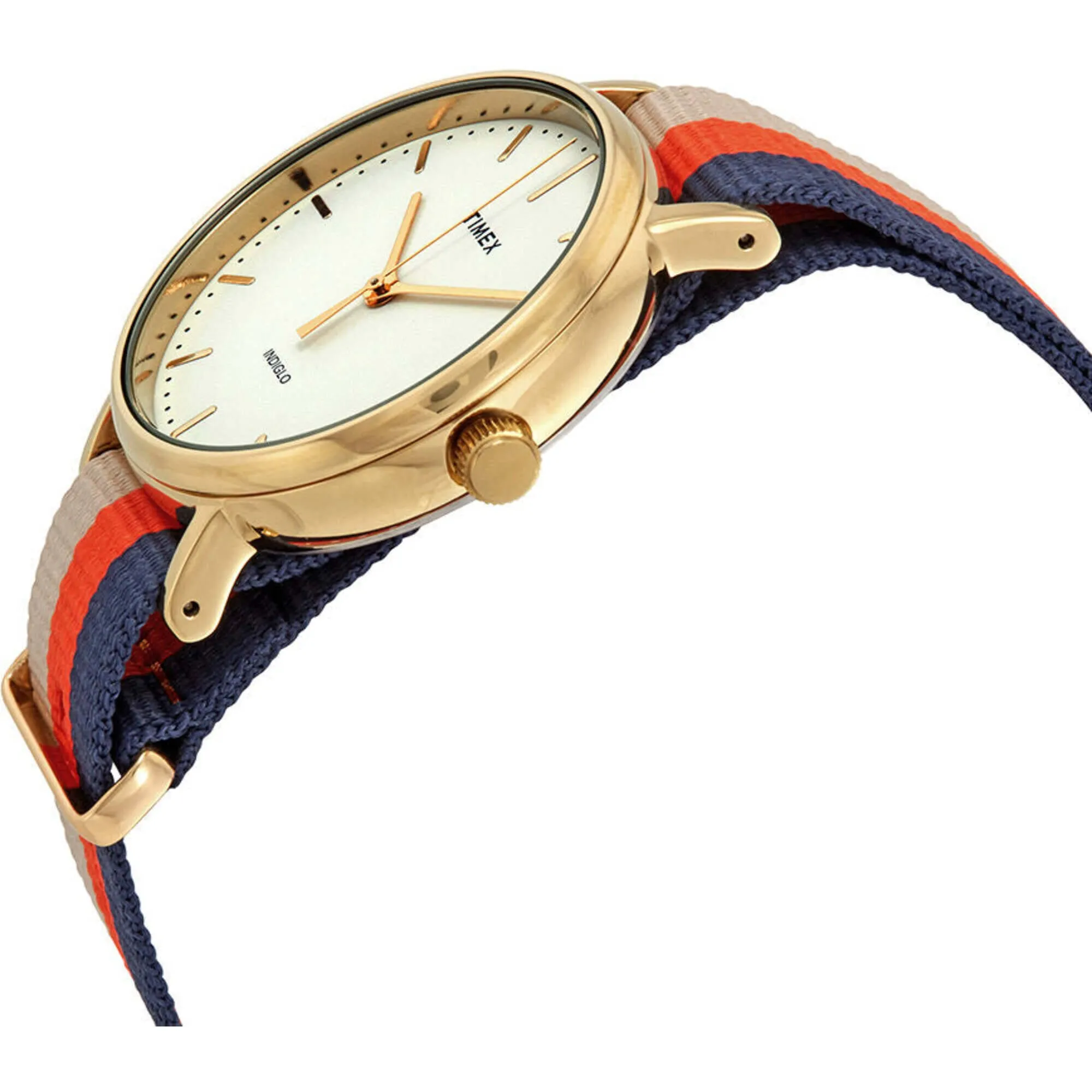 Timex Men's Watch - Weekender Fairfield Beige/Orange/Navy Nylon Strap | TW2P91600 Timex Watches