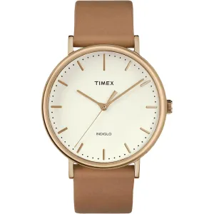 Timex Unisex Quartz Watch - Fairfield Cream Dial Tan Leather Strap | TW2R26200VQ Timex Watches
