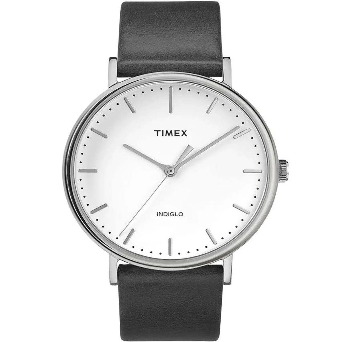 Timex Unisex Quartz Watch - Fairfield White Dial Black Leather Strap | TW2R26300VQ Timex Watches