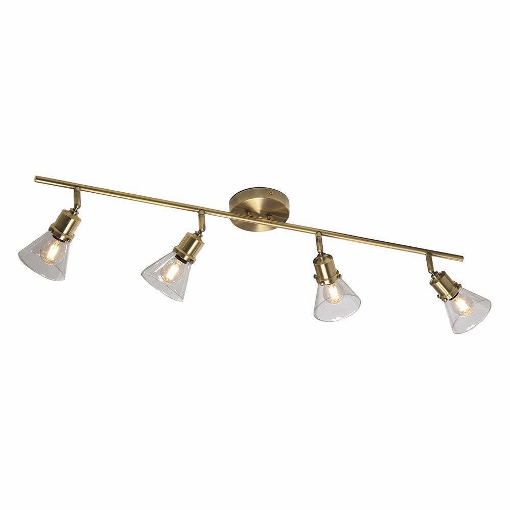 Torne 4 Bar Antique Brass & Glass Spot Light - Adjustable Head simple ceiling design light