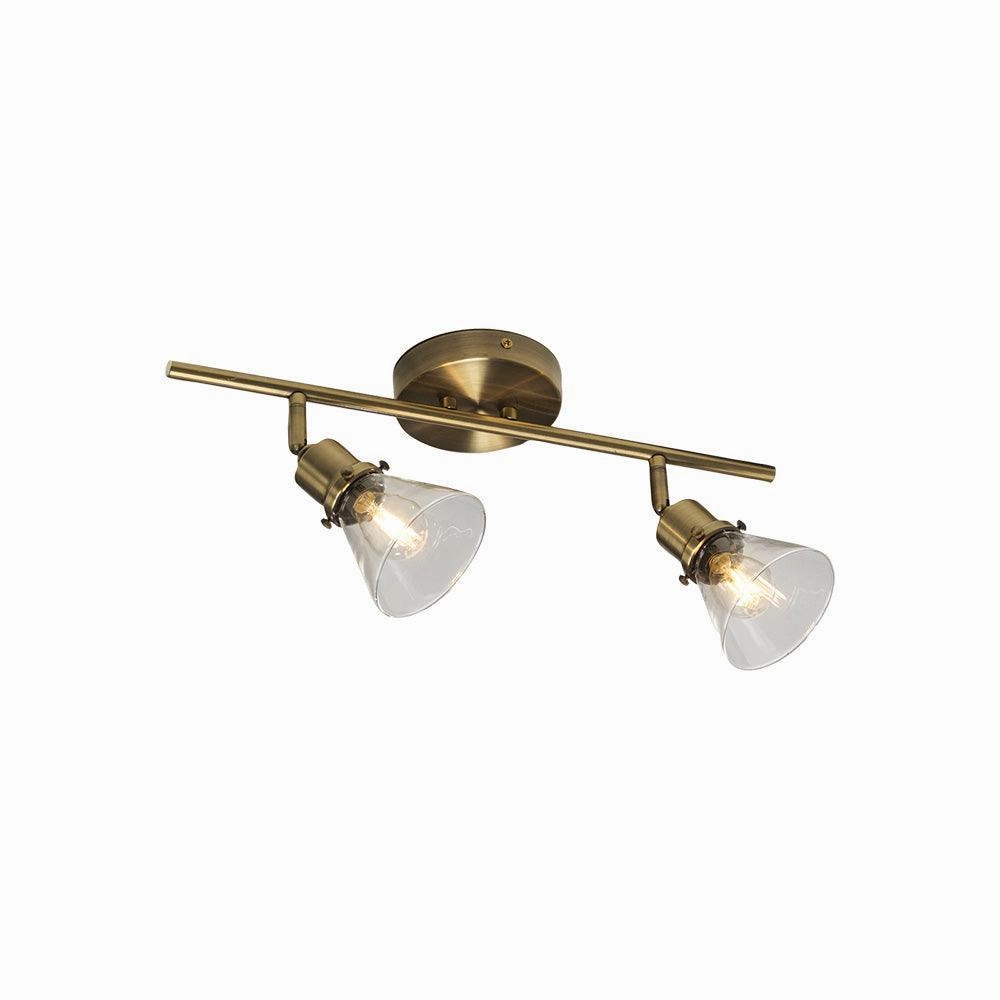 Torne Twin Bar Antique Brass & Glass Spot Light - Adjustable Head simple ceiling design light