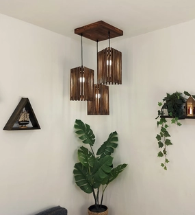 Trikona Brown Cluster Hanging Lamp (BULB NOT INCLUDED) contemporary ceiling fixture