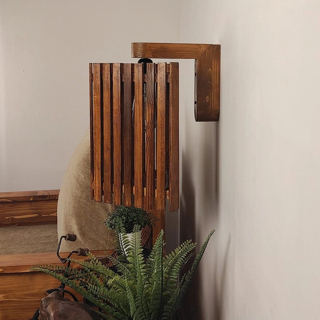 Trikona Brown Wooden Wall Light (BULB NOT INCLUDED)