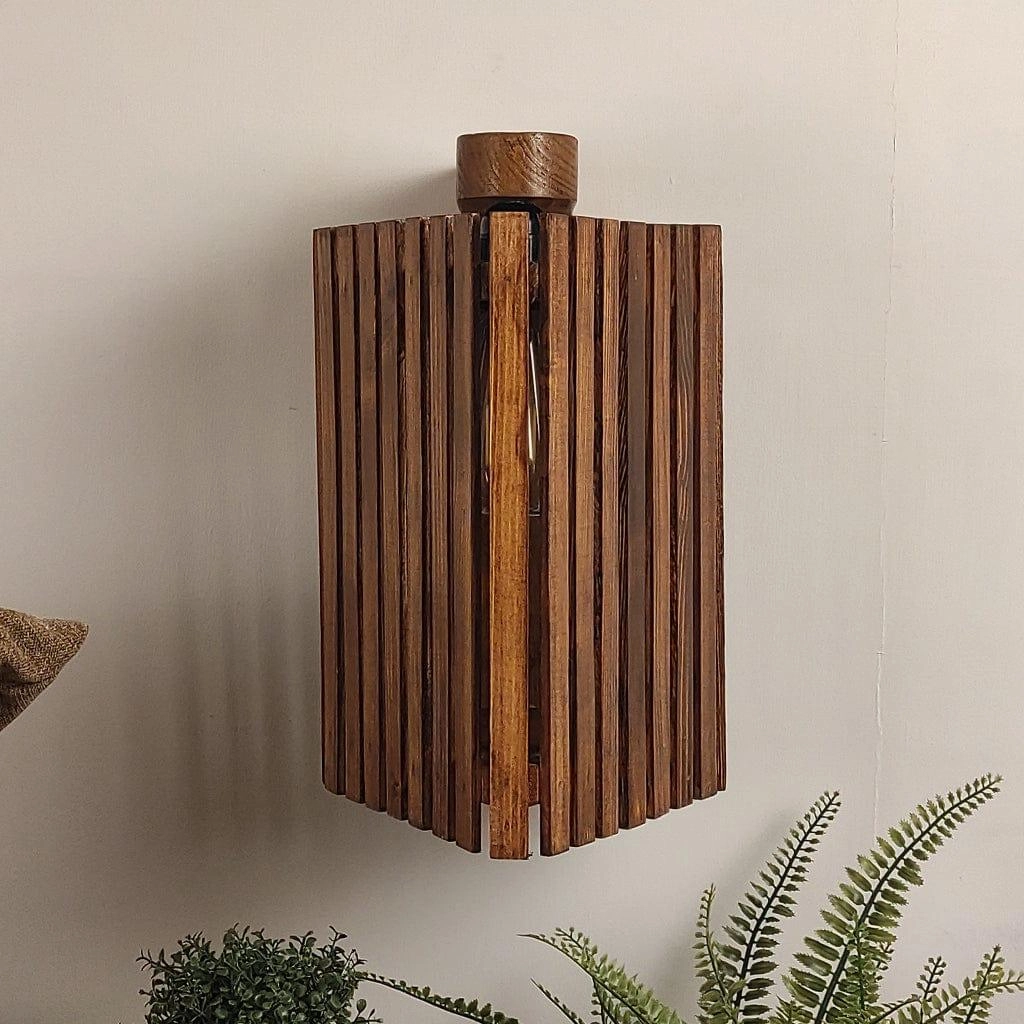 Trikona Brown Wooden Wall Light (BULB NOT INCLUDED)