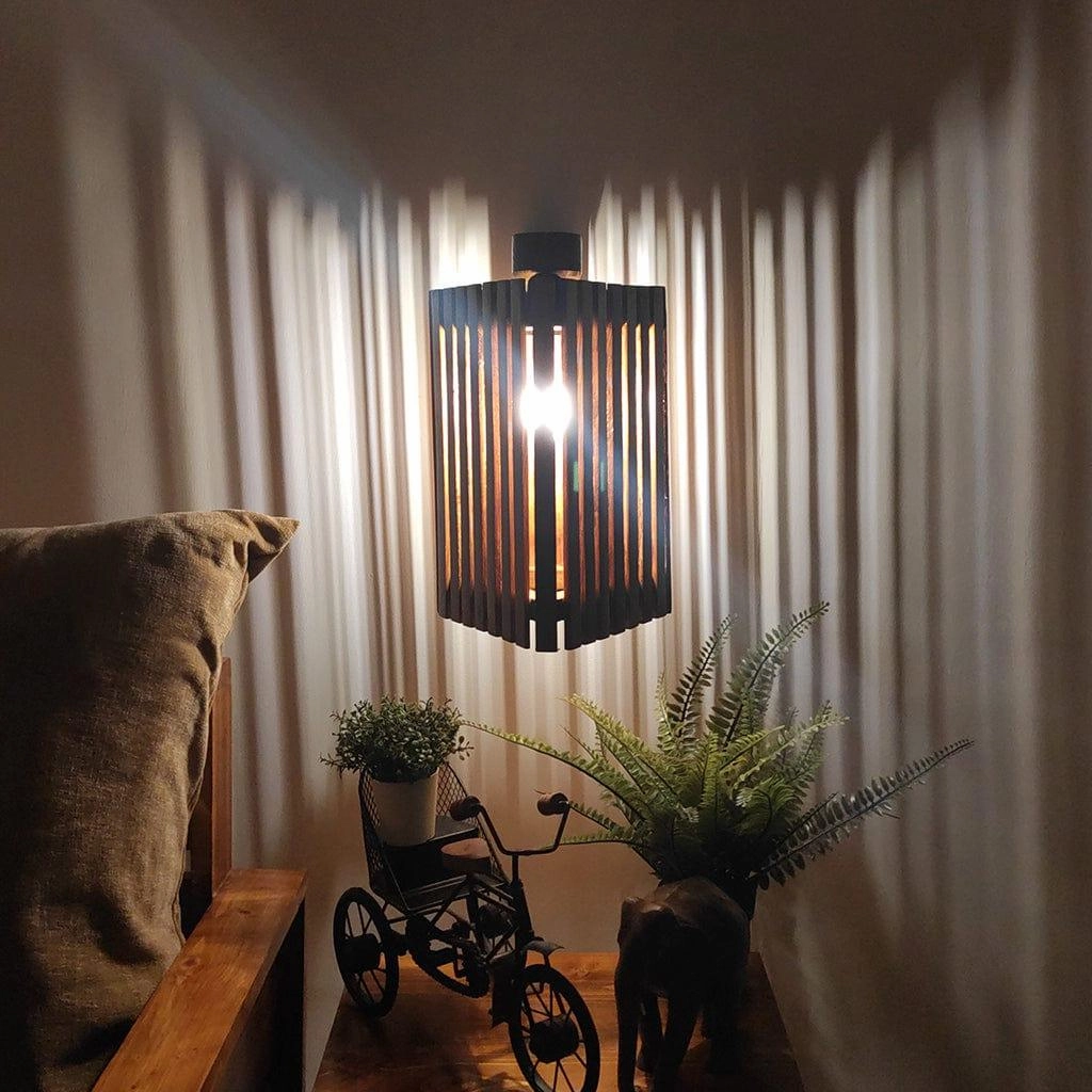 Trikona Brown Wooden Wall Light (BULB NOT INCLUDED)