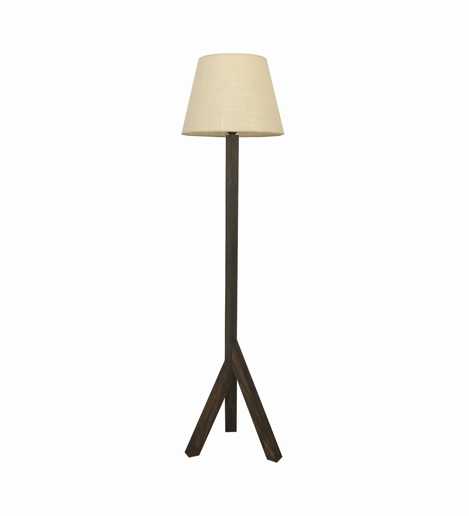 Trinca Wooden Floor Lamp with Brown Base and Jute Fabric Lampshade (BULB NOT INCLUDED)