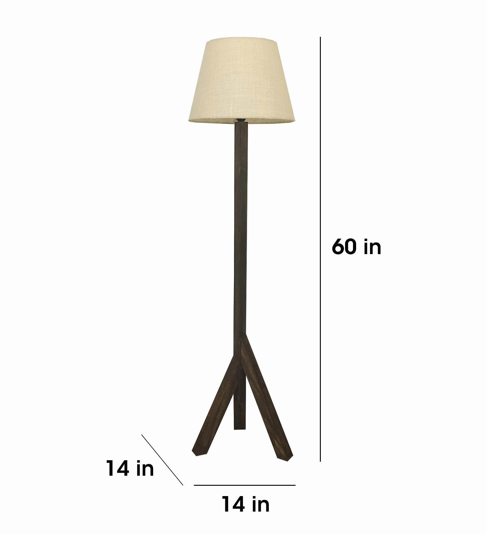 Trinca Wooden Floor Lamp with Brown Base and Jute Fabric Lampshade (BULB NOT INCLUDED)