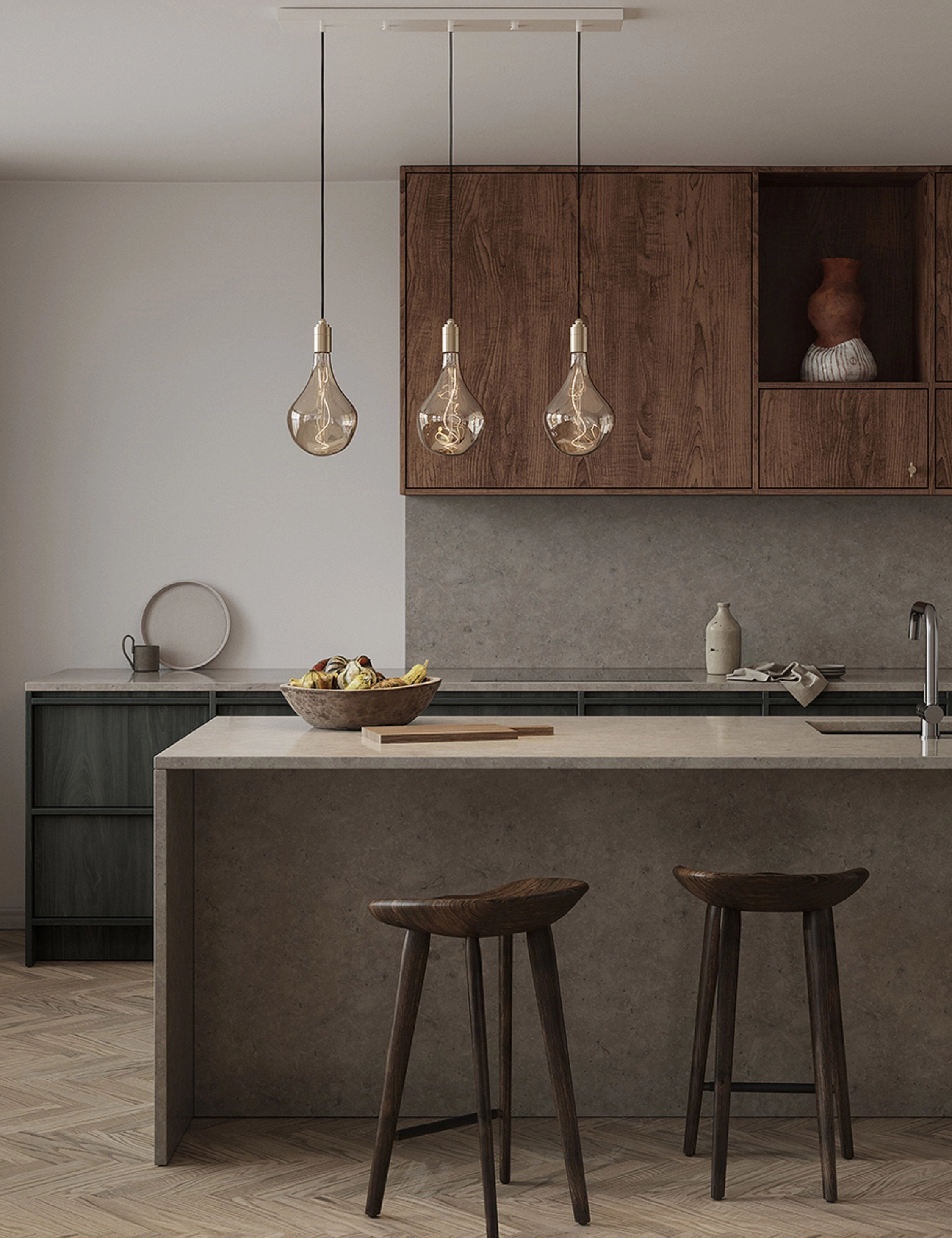 Triple Linear Pendant Light with Voronoi II by Tala