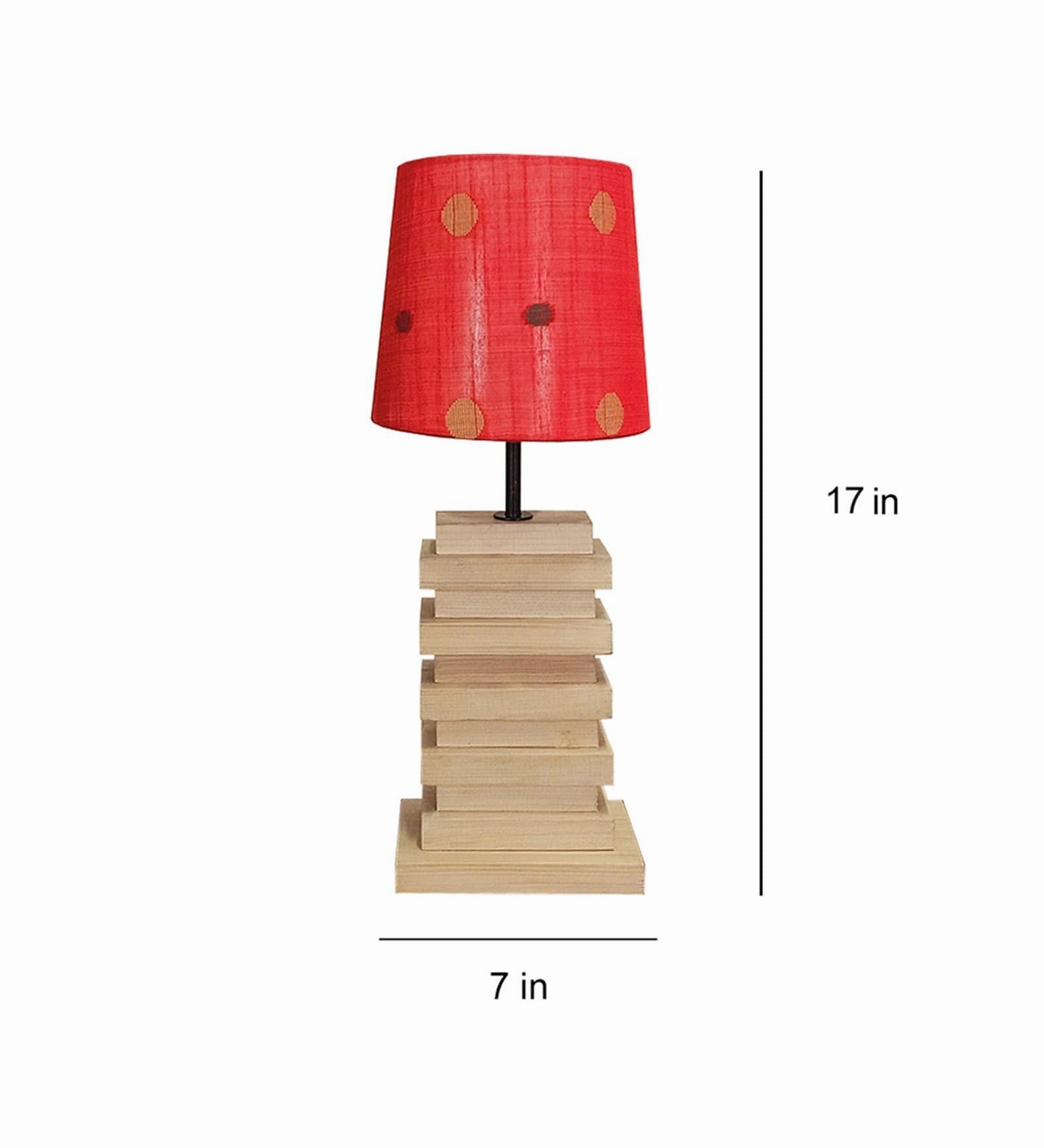 Truffle Brown Wooden Table Lamp with Yellow Printed Fabric Lampshade (BULB NOT INCLUDED)