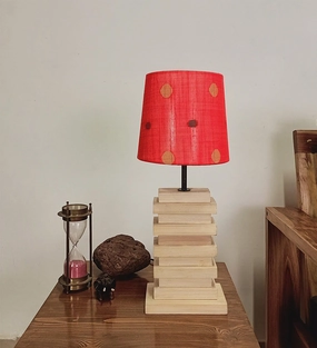 Truffle Brown Wooden Table Lamp with Yellow Printed Fabric Lampshade (BULB NOT INCLUDED) Louis Poulsen chandelier