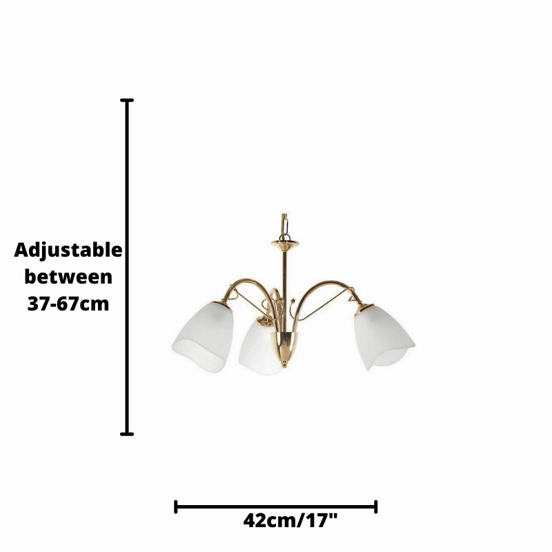 Turin Polished Brass 3 Light Chandelier