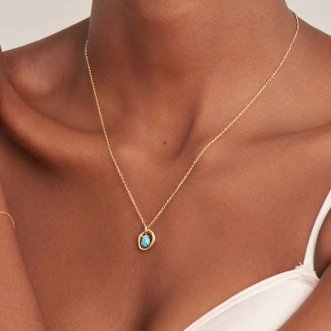 Turquoise Wave Circle Pendant Necklace N044-03G Ania Haie Jewellery
