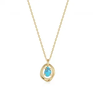 Turquoise Wave Circle Pendant Necklace N044-03G Ania Haie Jewellery