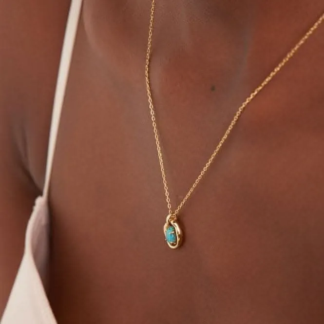 Turquoise Wave Circle Pendant Necklace N044-03G Ania Haie Jewellery