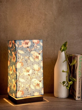 Turquoise Floral Lamp with Wooden Base Louis Poulsen chandelier