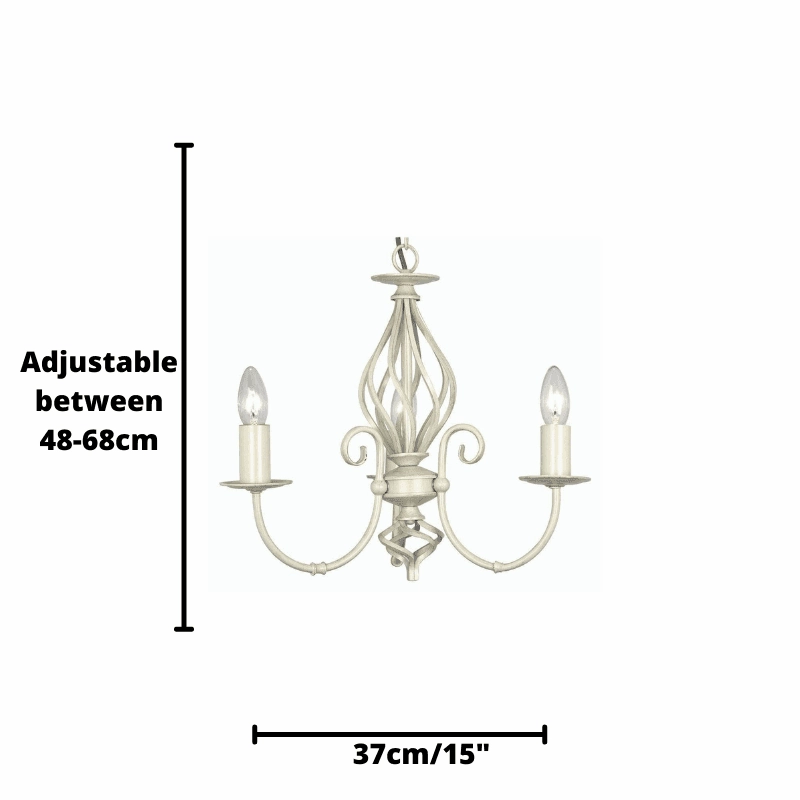 Tuscany Ivory Finish 3 Light Chandelier