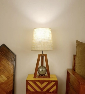 Vantage Brown Wooden Table Lamp with White Jute Lampshade (BULB NOT INCLUDED) Louis Poulsen chandelier