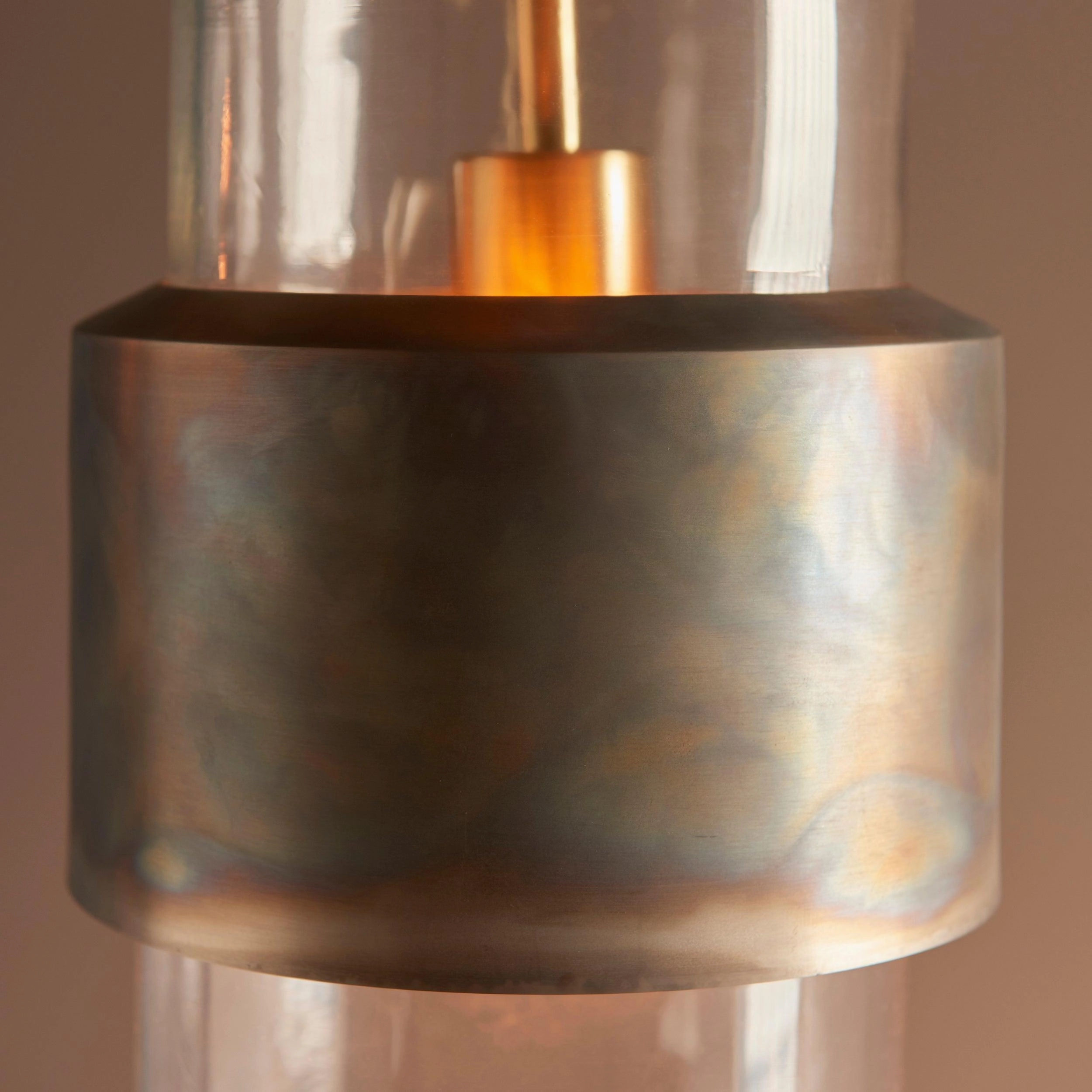 Vauxhall Modern Brass Patina Pendant - Clear Glass Shade
