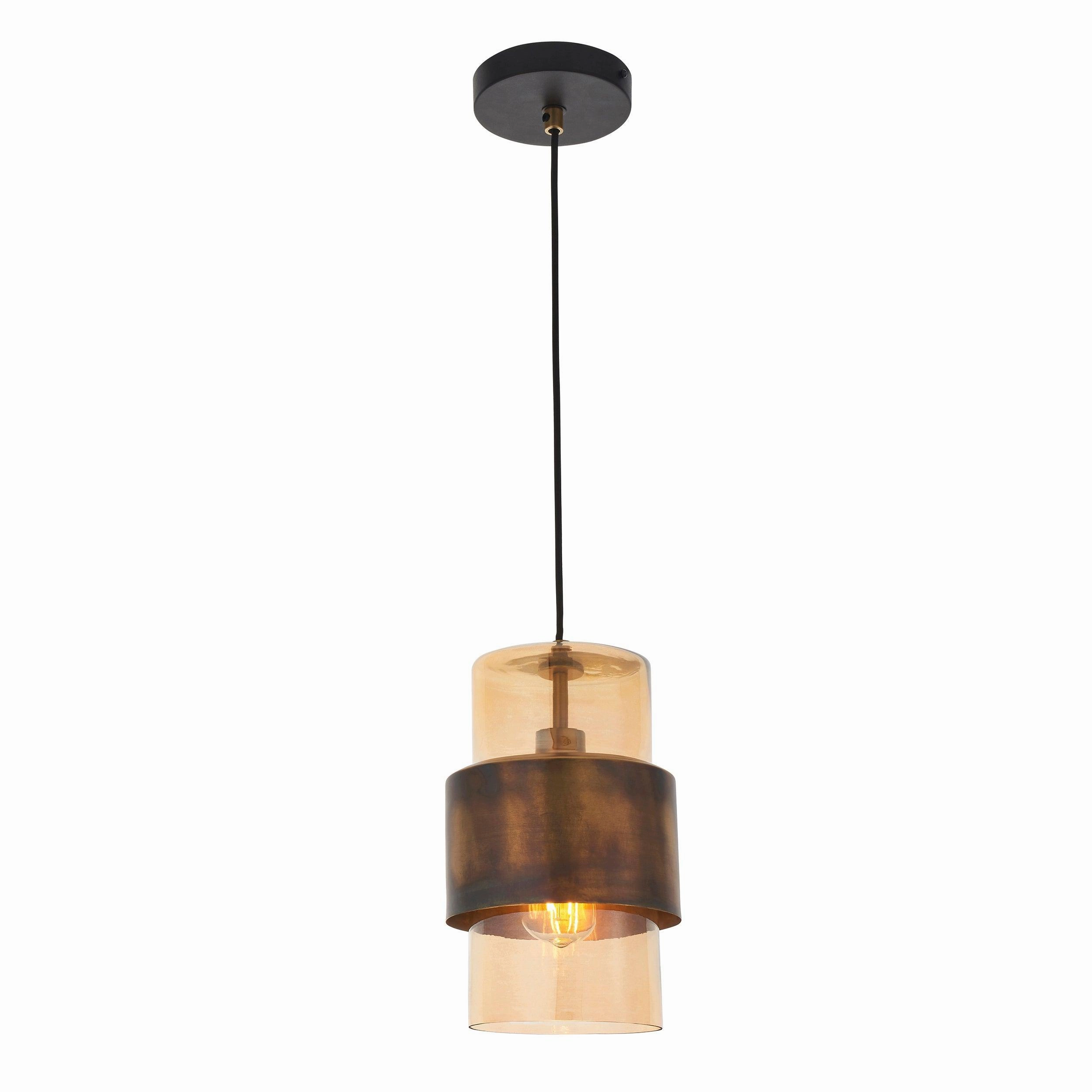 Vauxhall Modern Brass Patina Pendant With Champagne Glass
