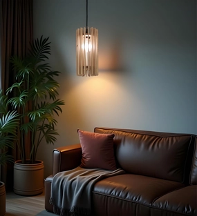 Ventus Beige Wooden Single Hanging Lamp (BULB NOT INCLUDED) contemporary ceiling fixture
