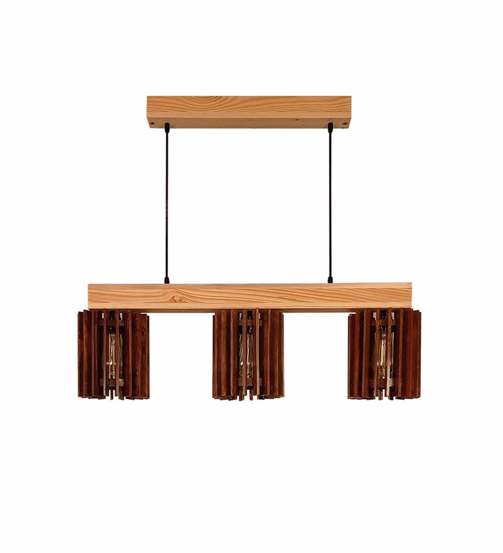 Ventus Brown & Beige Wooden Series Hanging Lamp (BULB NOT INCLUDED)