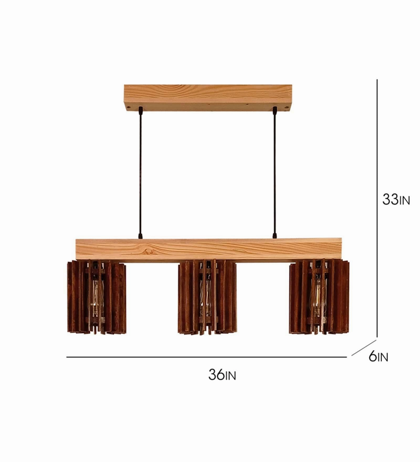 Ventus Brown & Beige Wooden Series Hanging Lamp (BULB NOT INCLUDED)