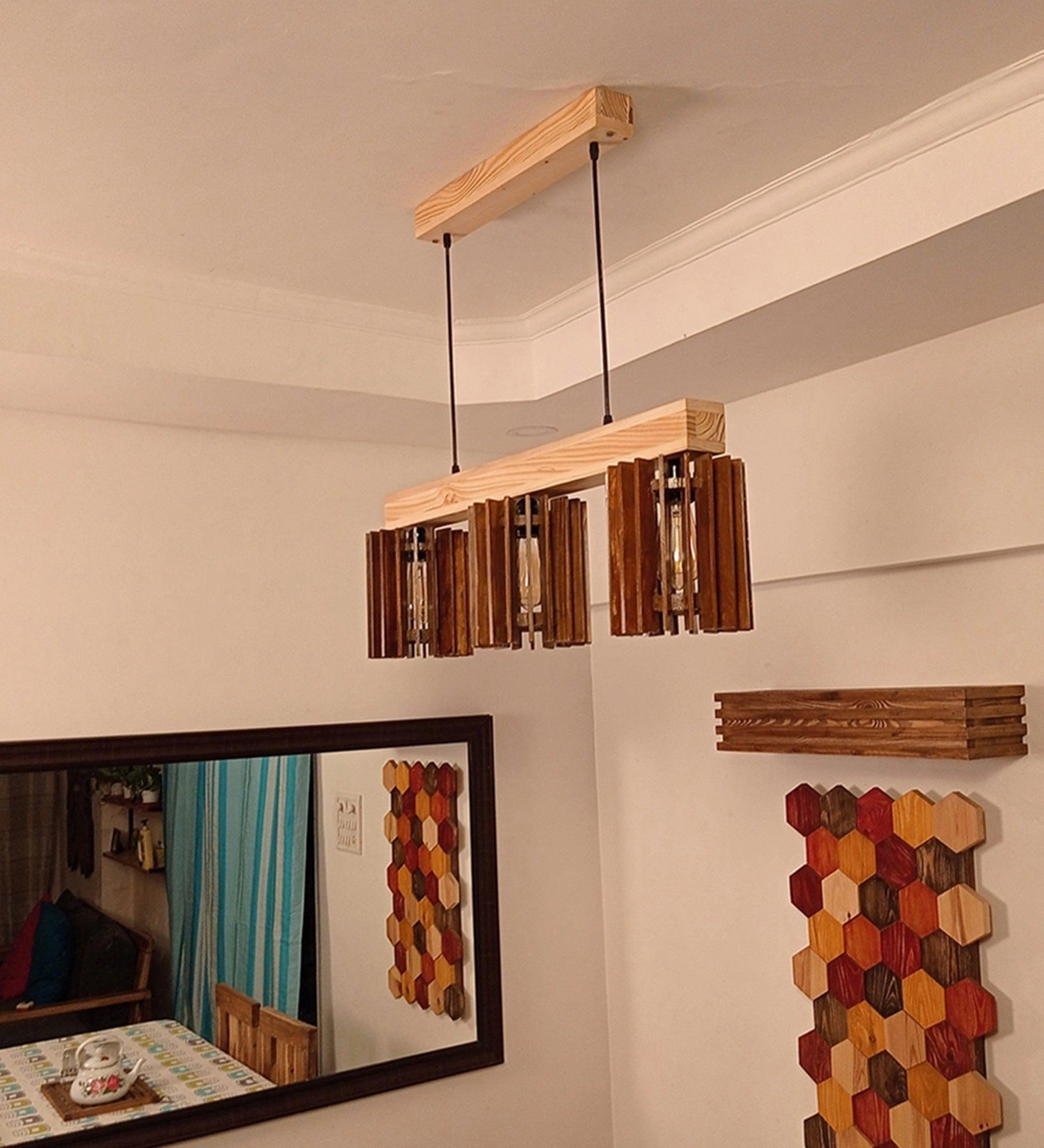 Ventus Brown & Beige Wooden Series Hanging Lamp (BULB NOT INCLUDED) contemporary ceiling fixture