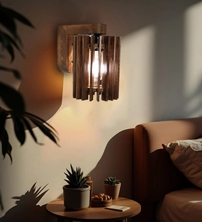 Ventus Brown Wooden Wall Light (BULB NOT INCLUDED) vintage desk lamp