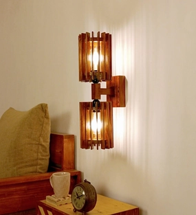 Ventus Duo Brown Wooden Wall Light (BULB NOT INCLUDED) vintage desk lamp