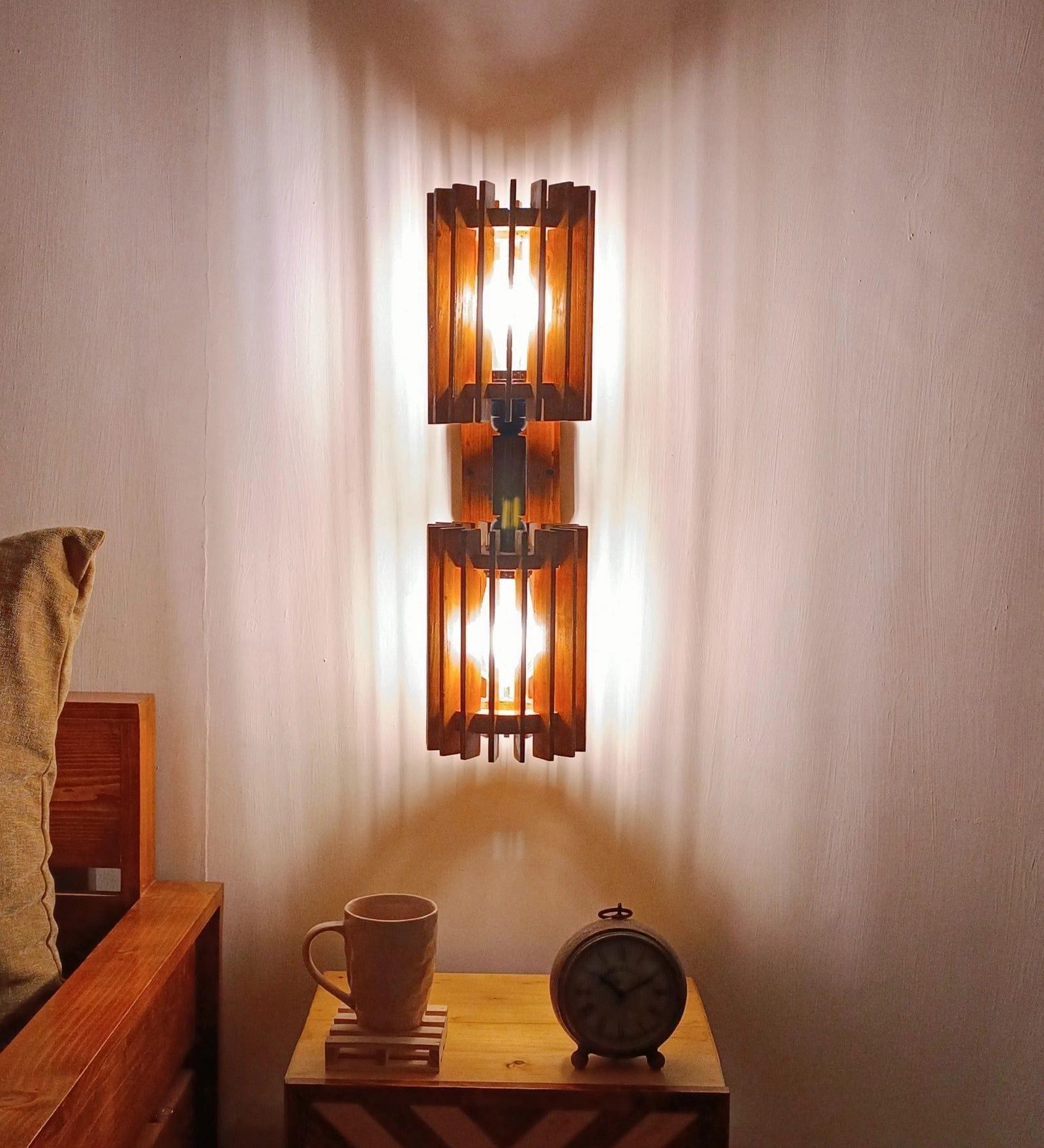 Ventus Duo Brown Wooden Wall Light (BULB NOT INCLUDED)