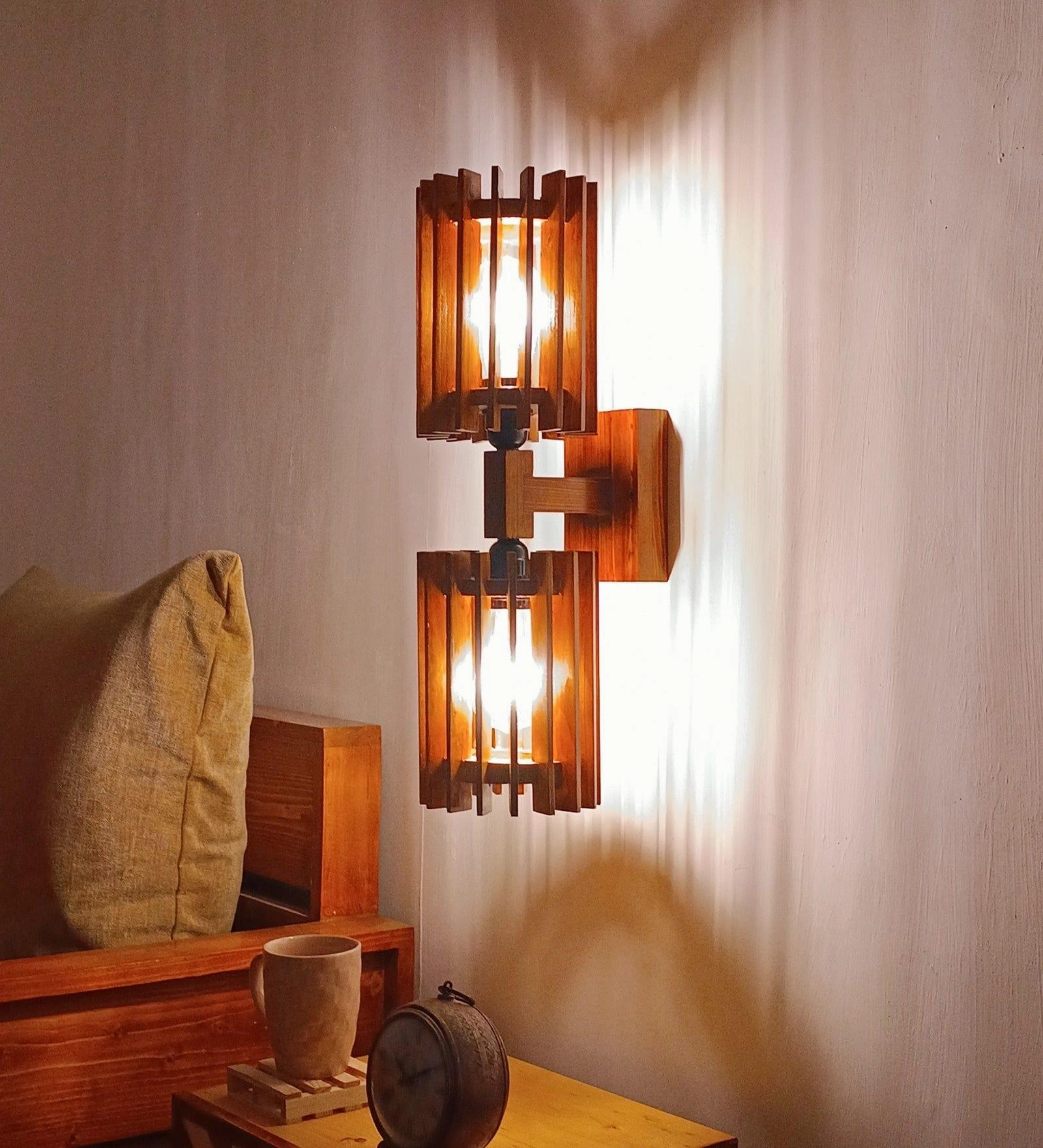 Ventus Duo Brown Wooden Wall Light (BULB NOT INCLUDED)