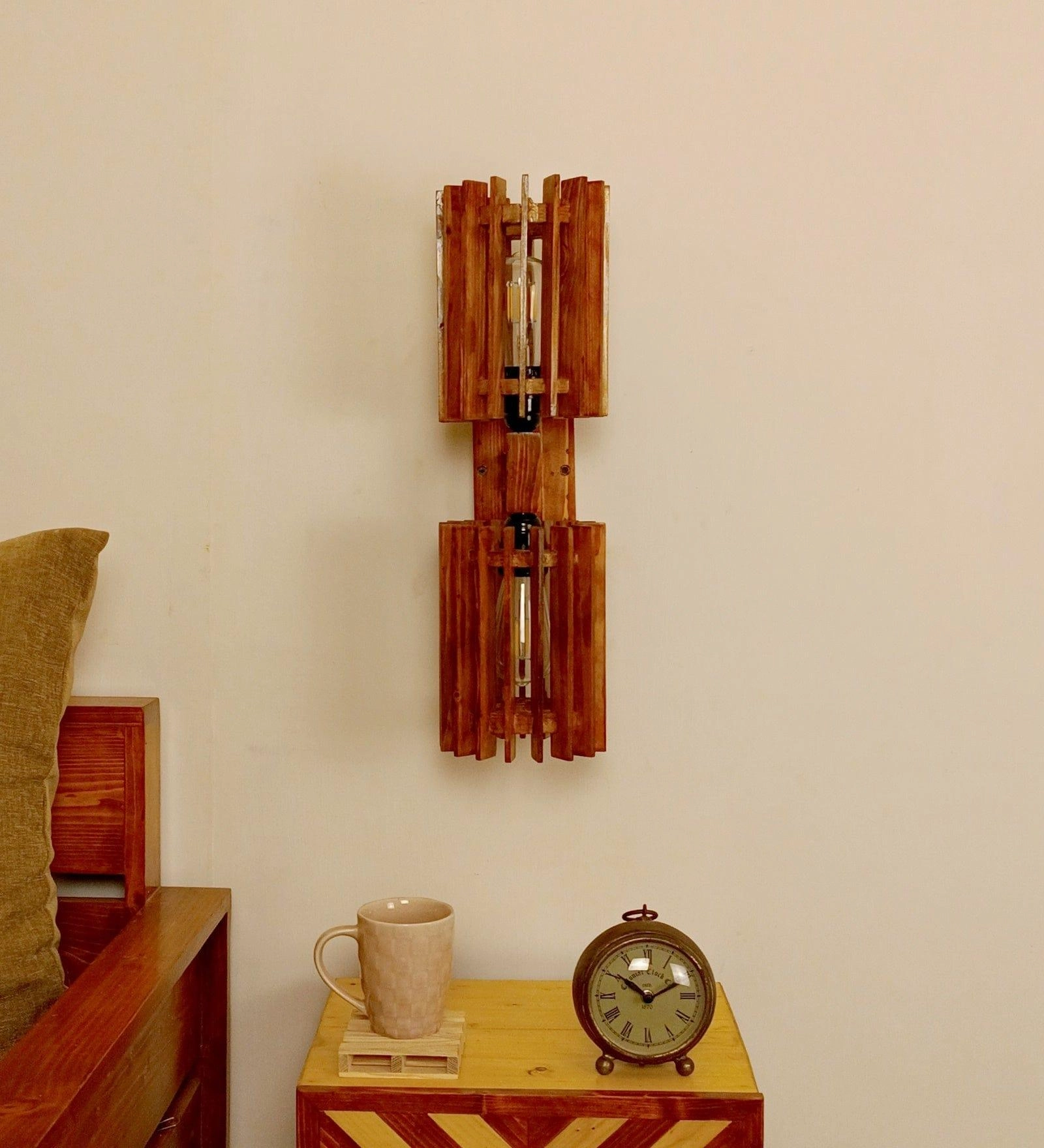 Ventus Duo Brown Wooden Wall Light (BULB NOT INCLUDED)