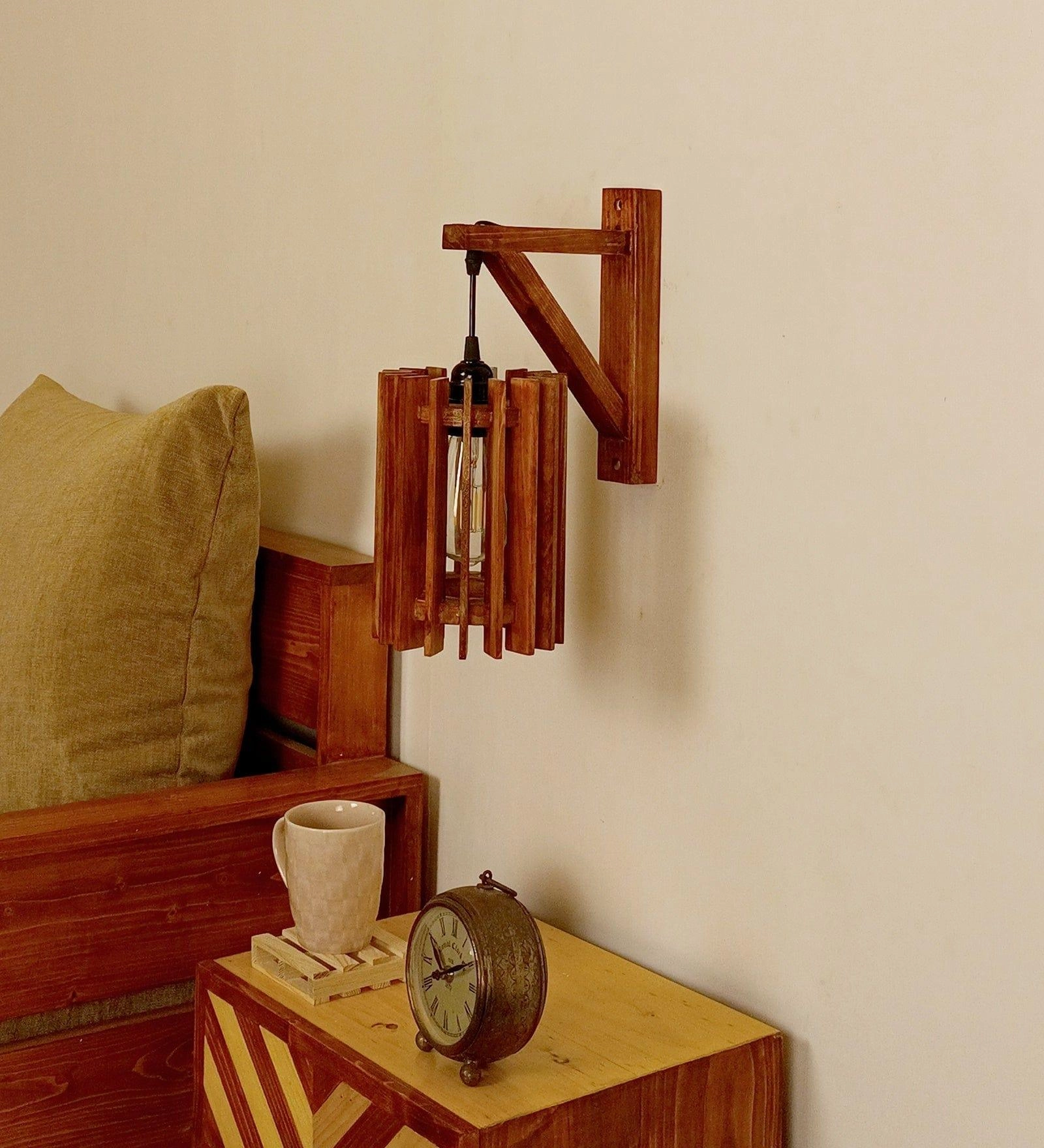 Ventus L Brown Wooden Wall Light (BULB NOT INCLUDED)