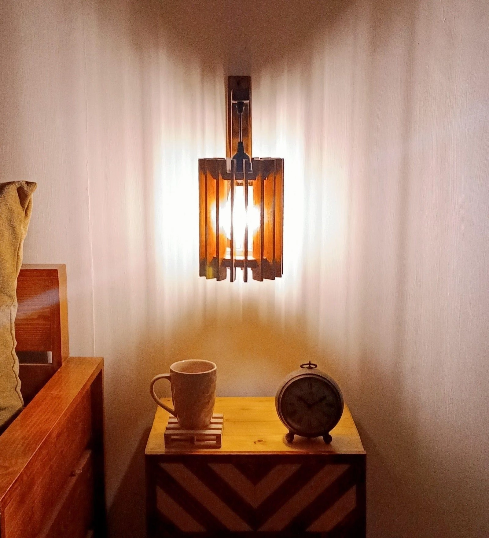 Ventus L Brown Wooden Wall Light (BULB NOT INCLUDED)