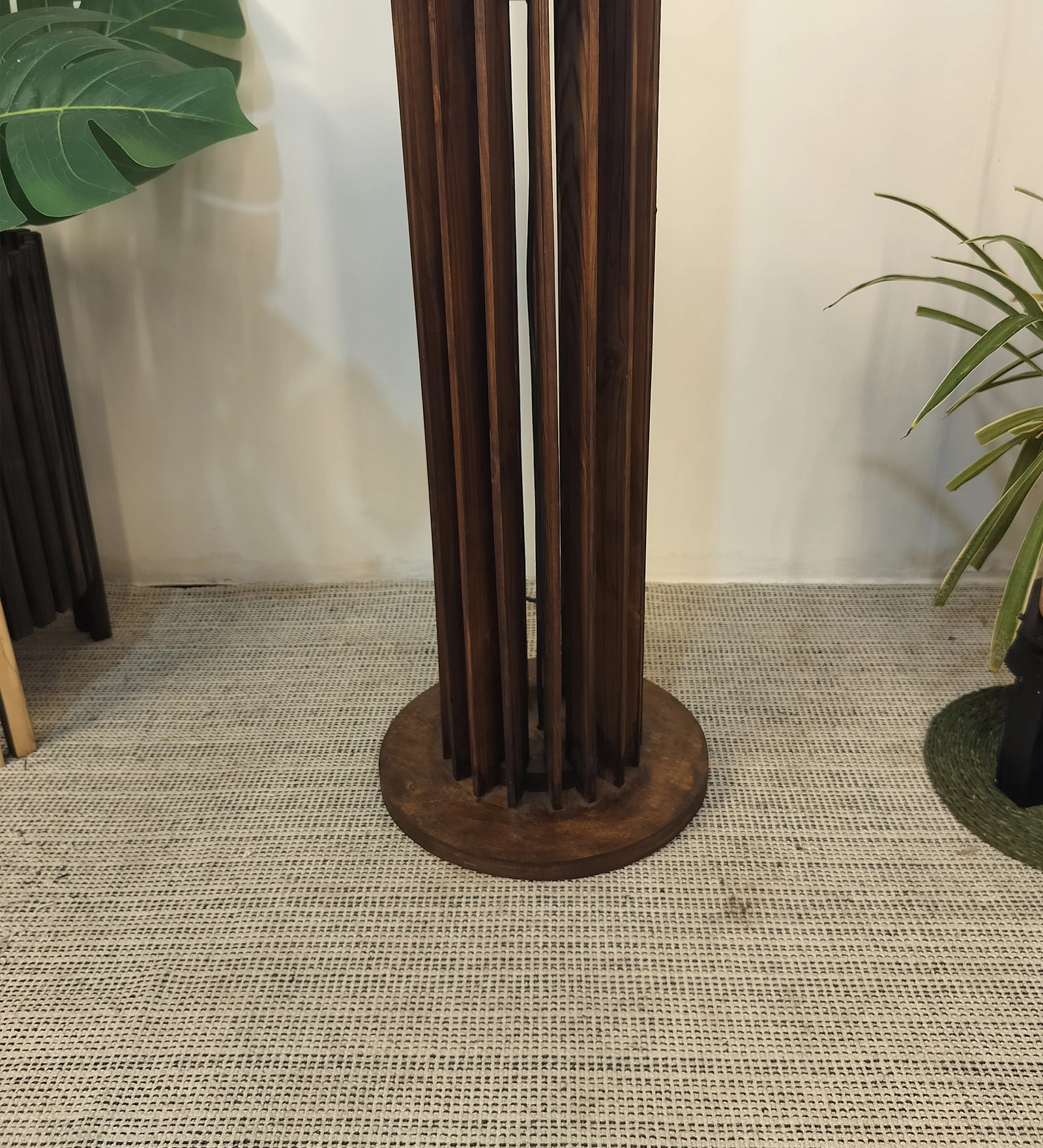 Ventus Wooden Floor Lamp with Premium Beige Fabric Lampshade (BULB NOT INCLUDED)