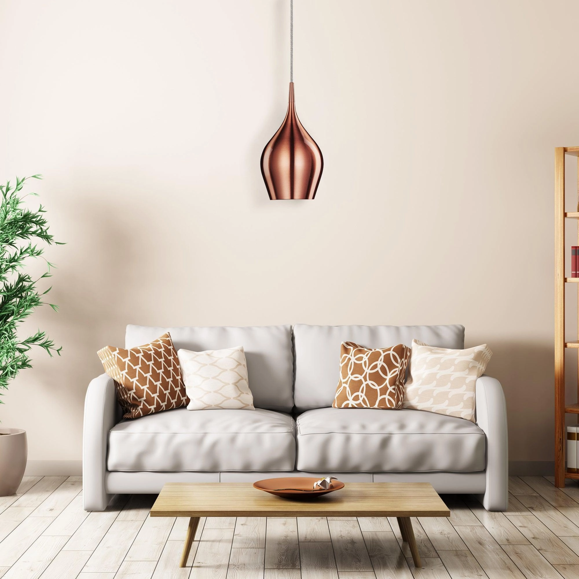 Vibrant 1 Light Metal Copper Pendant - Searchlight