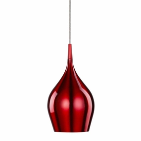 Vibrant 1 Light Metal Red Pendant - Searchlight modern ceiling lamp