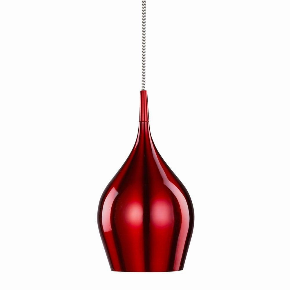 Vibrant 1 Light Metal Red Pendant - Searchlight modern ceiling lamp