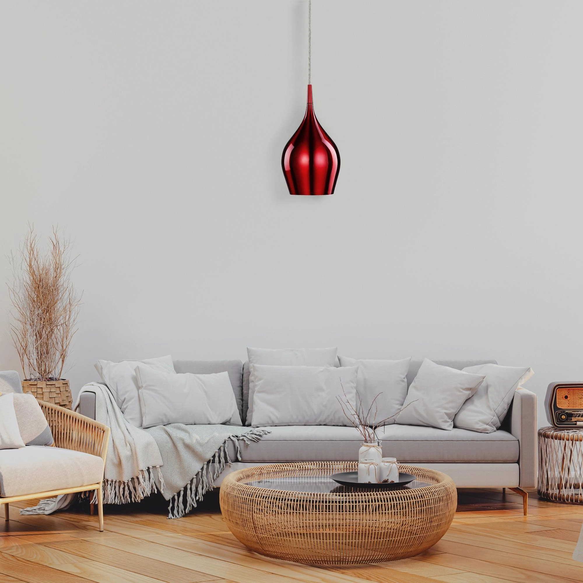 Vibrant 1 Light Metal Red Pendant - Searchlight