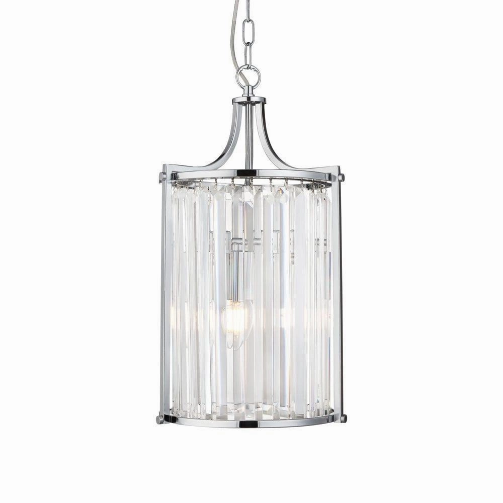 Victoria 2 Light Chrome & Crystal Glass Ceiling Pendant minimalist ceiling light