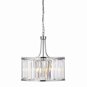 Victoria 5 Light Chrome & Crystal Glass Drum Ceiling Pendant minimalist ceiling light